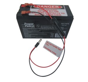 Battery with warning label and fuse wires
