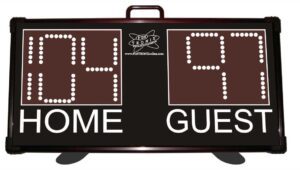 Scoreboard showing 104 to 97