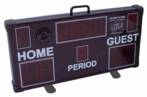 Sports scoreboard with period indicator