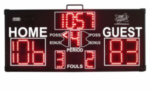 Basketball scoreboard showing 106-83 score