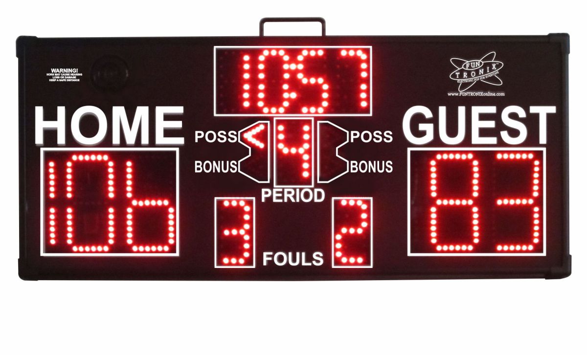 Basketball scoreboard showing 106-83 score