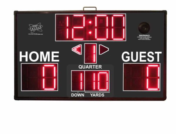 Scoreboard displaying quarter and down details