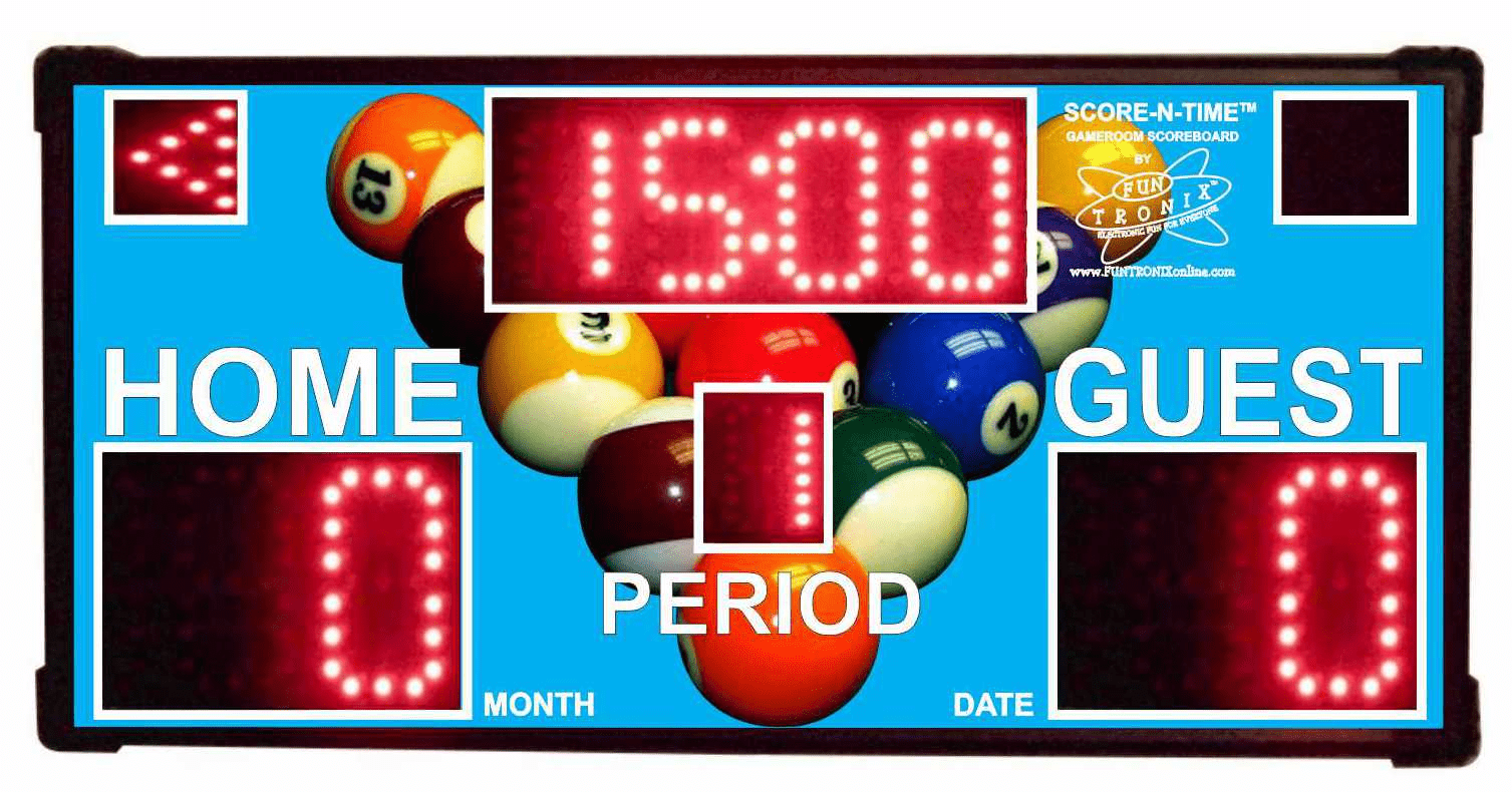 Indoor wall-mount scoreboard with alarm clock function