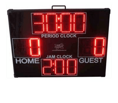 Scoreboard displaying home and guest scores