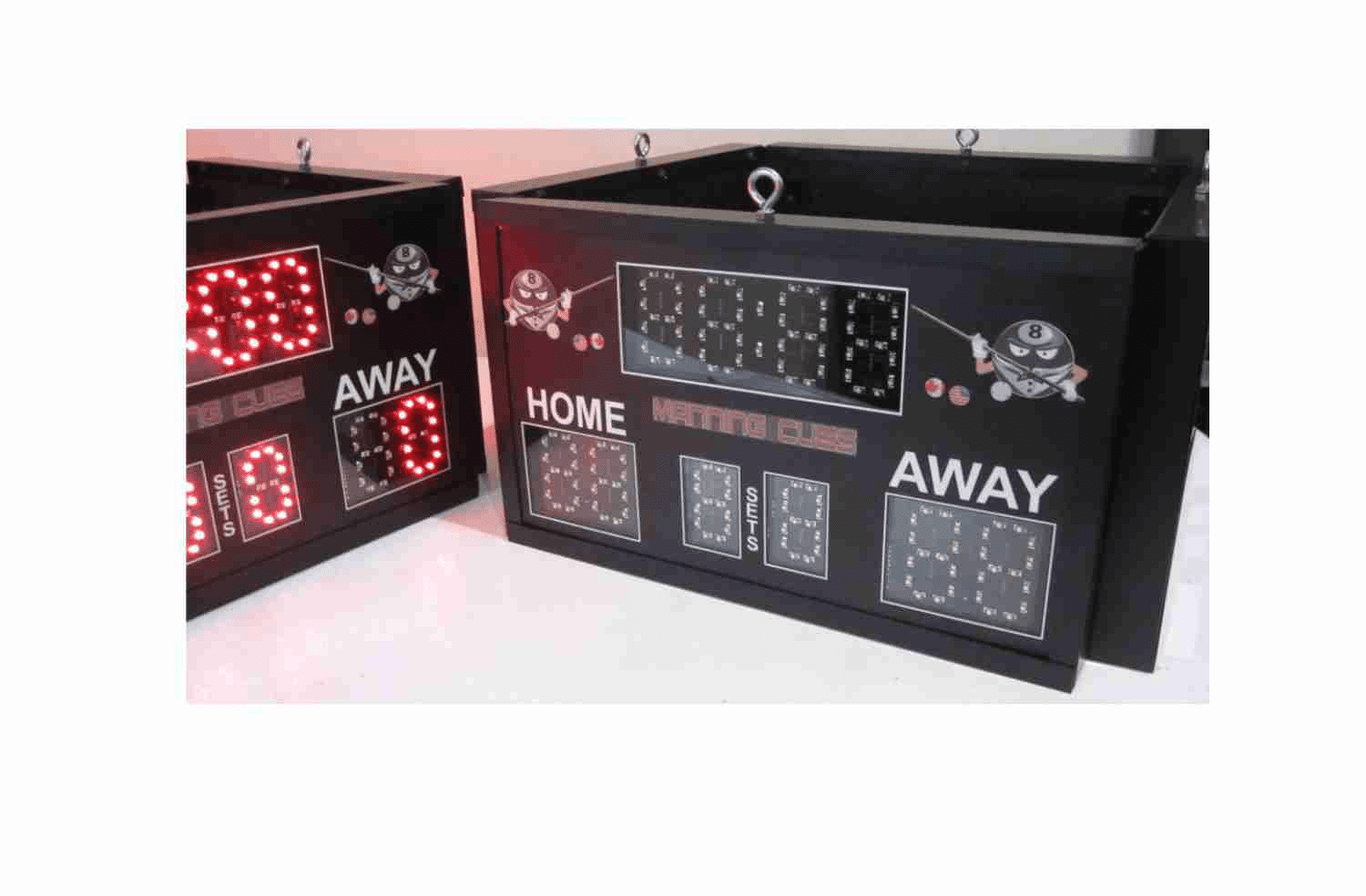 Hockey-themed electronic scoreboard for games