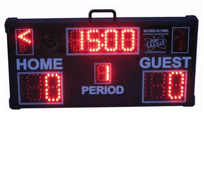 Digital scoreboard showing period and score