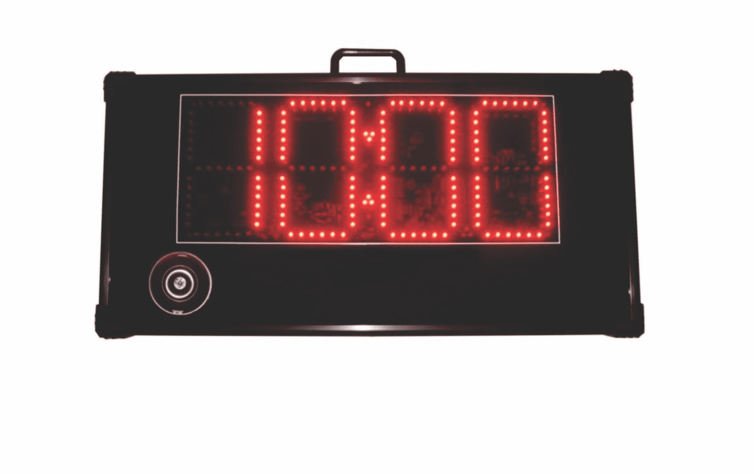 Digital timer showing 10:00 in red lights.